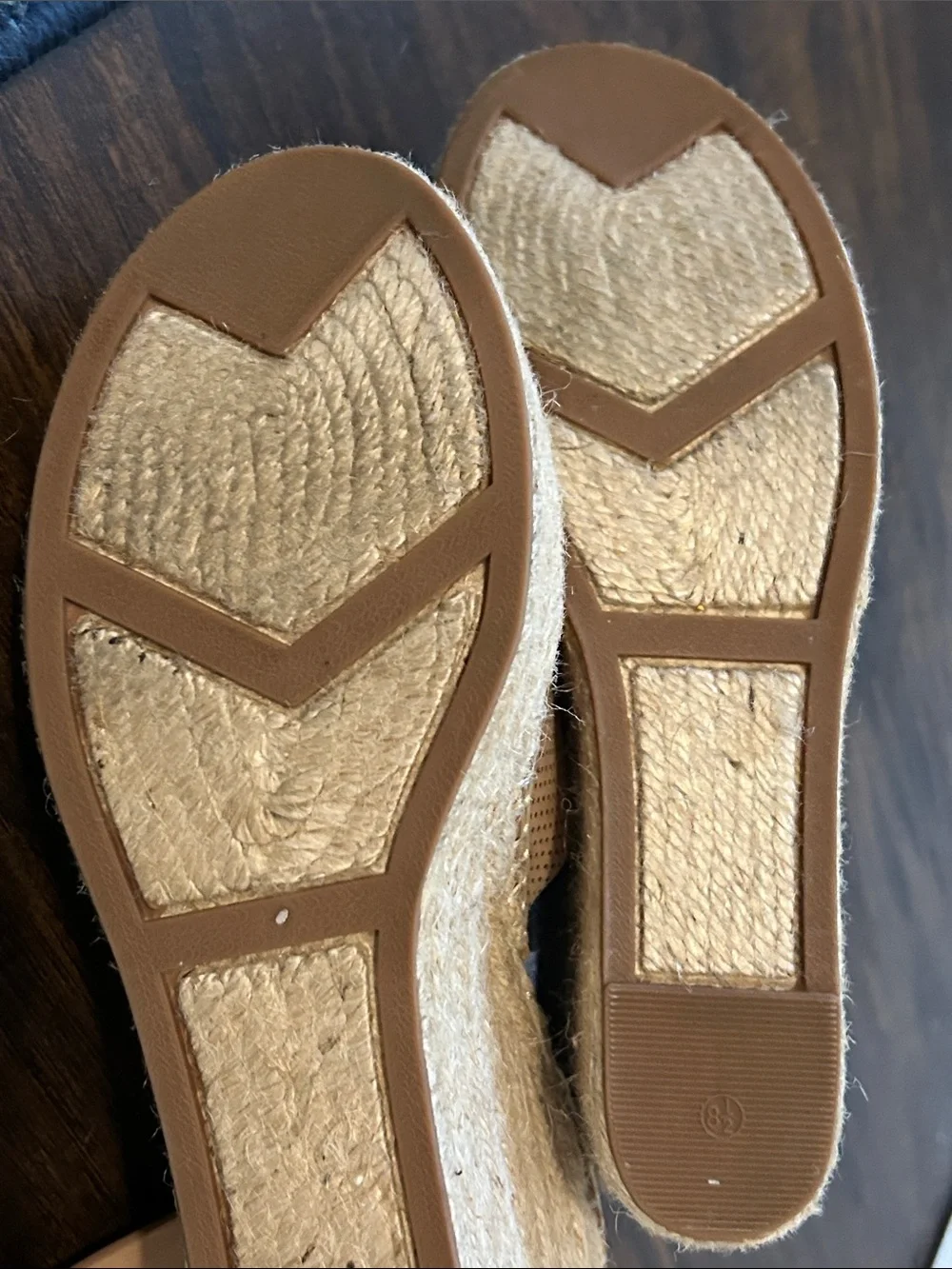 Marc Fisher Perforated Tan Wedge Espadrille Sandals